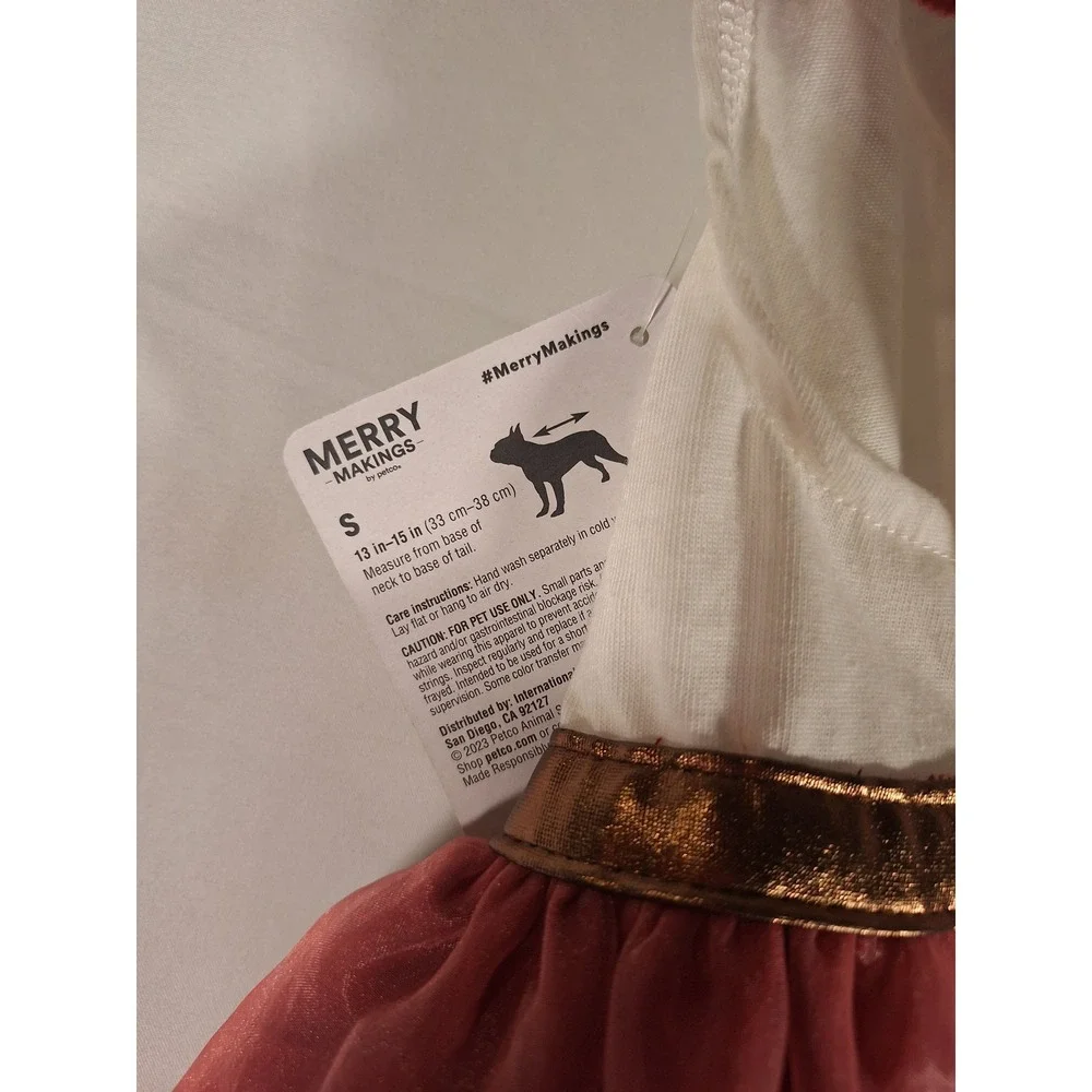 Merry‎ Makings Petco Santa Baby Christmas Pet Dress Red White Gold Small 13-15in